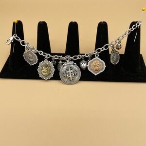 Brighton Silver Tone Religious Charm Bracelet